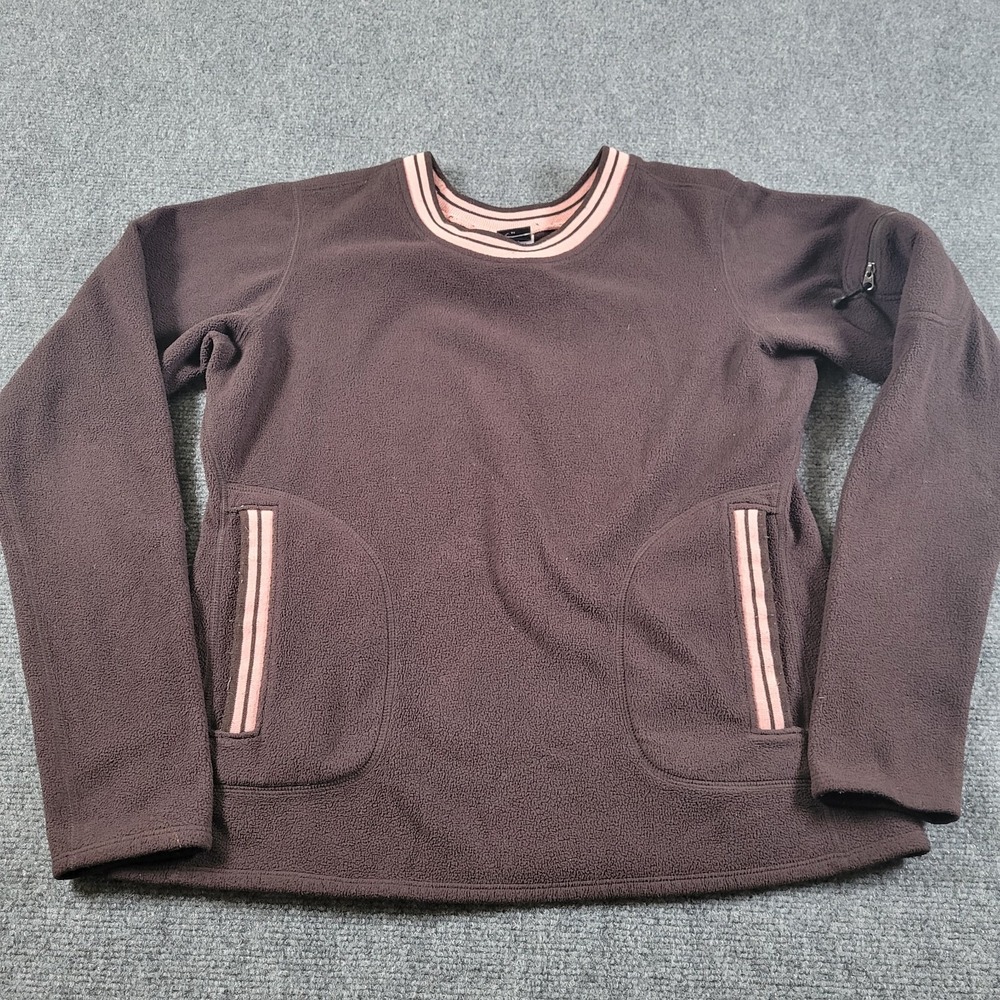 Patagonia Fleece Sweater Women's M Pullover Crew Neck Pockets‎ Brown Pink